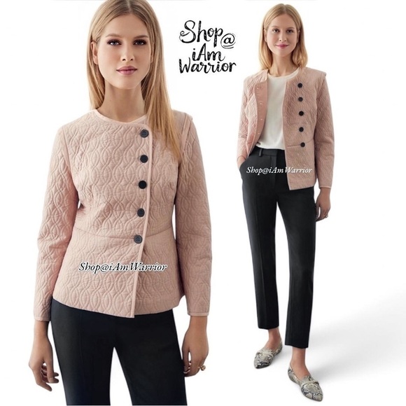 The Fold Jackets & Blazers - The Fold blush quilted asymmetrical button spring jacket *shop@iamwarrior